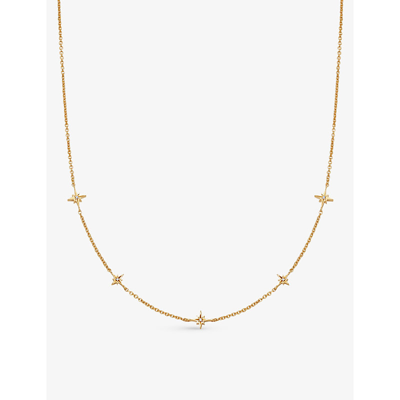 Astley Clarke Celestial Station 18ct Yellow Gold-plated Vermeil Sterling Silver And White Sapphire Necklace In Yellow Gold Vermeil