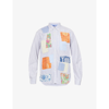 Junya Watanabe Striped Patchwork Long-sleeve Shirt In Wht Blu Org Sax
