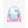 Market Smiley Space And Time Graphic Cotton-jersey Hoody In Purple Blue Tie-dye