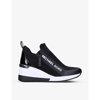 Michael Michael Kors Willis Logo-print Stretch-knit Wedge Trainers In Black