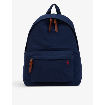 Polo Ralph Lauren Mens Navy Blue Logo-embroidered Cotton Backpack