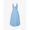 Stella Mccartney Fluid V-neck Woven Midi Dress In Cloudy Blue