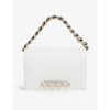 Alexander Mcqueen Four-ring Silver-toned Leather Clutch Bag In White