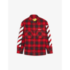 Off-white Check Logo Cotton-blend Shirt 8-10 Years In Red
