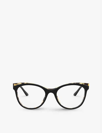 Prada Pr 05wv Round-frame Acetate Optical Glasses In Black