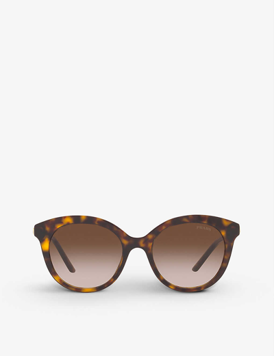 Prada Pr 02ys Acetate Round Sunglasses In Brown
