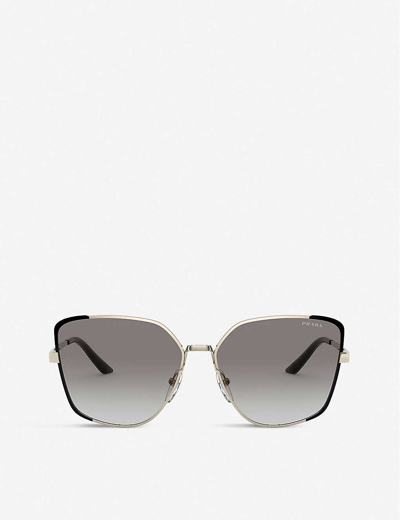 Prada Pr 60xs 07b4k0 Metal And Mirror-coated Square Sunglasses In Gold