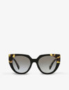 Prada Womens Black Pr14ws Cat Eye-frame Acetate Sunglasses In Black