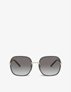 Prada Womens Black Pr 67xs 58 Rectangle-frame Metal Sunglasses In Black