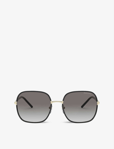 Prada Womens Black Pr 67xs 58 Rectangle-frame Metal Sunglasses