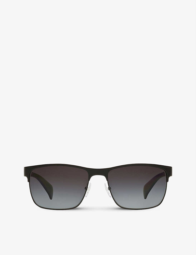Prada Pr 51os Rectangle-frame Metal Sunglasses In Black