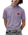 Hugo Cotton-piqu Slim-fit Polo Shirt With Red Logo Label In Light Purple