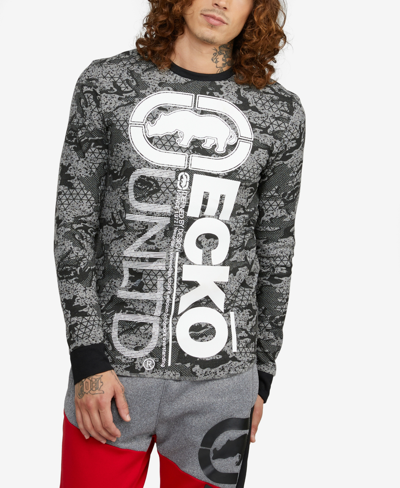Ecko Unltd Men's Big And Tall Tag Up Thermal Sweater In Charcoal