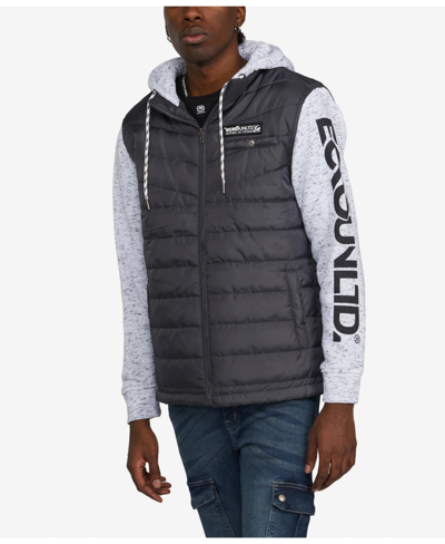 Ecko Unltd Men's Big And Tall Shattered Hybrid Jacket Hoodie In Gray
