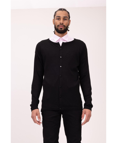 Ron Tomson Men's Modern Lightweight Knit Shacket Sweater In Black