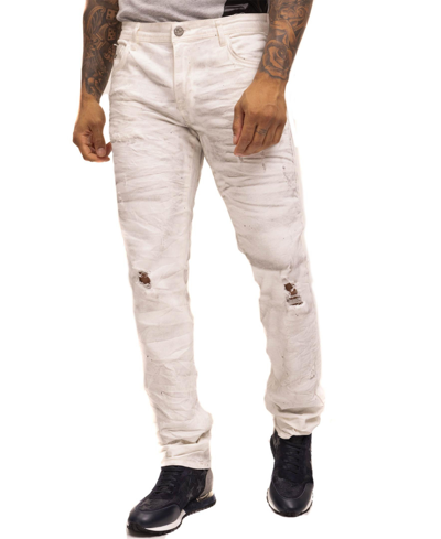 Ron Tomson Men's Modern Splat Denim Jeans In White