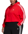 ADIDAS ORIGINALS ORIGINALS PLUS SIZE CROPPED STRIPED HOODIE