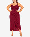 City Chic Trendy Plus Size Lace Touch Maxi Dress In Ruby