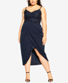 City Chic Trendy Plus Size Lace Touch Maxi Dress In Navy