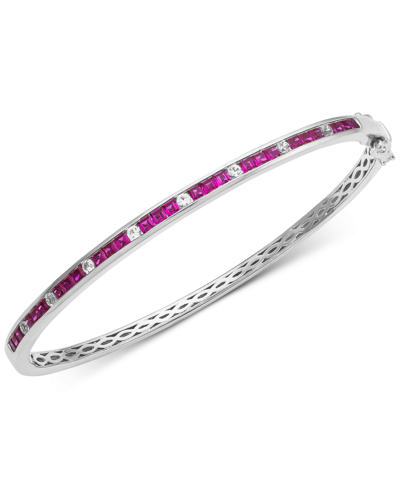 Macy's Sapphire (1-7/8 Ct. T.w.) & White Sapphire (1/3 Ct. T.w.) Bangle Bracelet In Sterling Silver (also A In Ruby