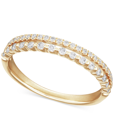 Macy's Diamond Split Shank Band (1/4 Ct. T.w.) In 14k White Gold In Yellow Gold