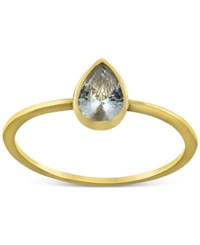 Giani Bernini Cubic Zirconia Pear Bezel Ring In 18k Gold-plated Sterling Silver, Created For Macy's