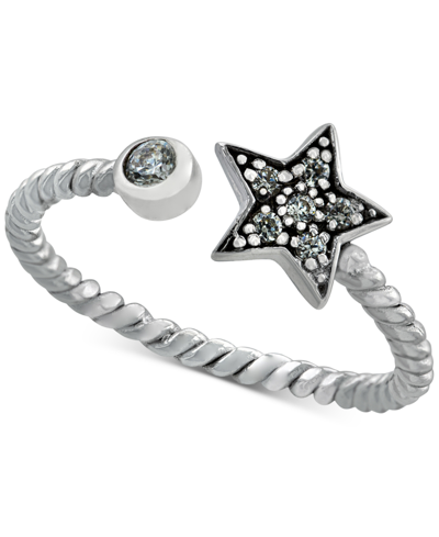 Giani Bernini Cubic Zirconia Star & Bezel Cuff Ring In Sterling Silver, Created For Macy's
