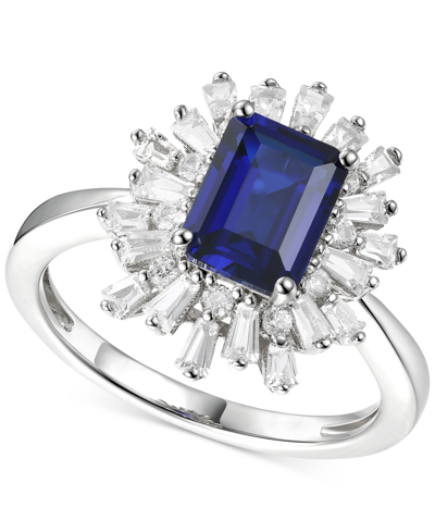 Macy's Lab-created Sapphire (2 Ct. T.w.) & Lab-created White Sapphire (1 Ct. T.w.) Ring In Gold-plated Ster