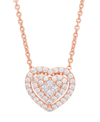 Macy's Women's 14k Rose Gold Plated Cubic Zirconia Heart Pendant Necklace In Rose Gold Plated