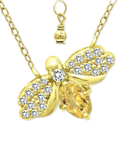 Giani Bernini Cubic Zirconia Bee Pendant Necklace In 18k Gold-plated Sterling Silver, 16" + 2" Extender, Created F In Gold Over Silver