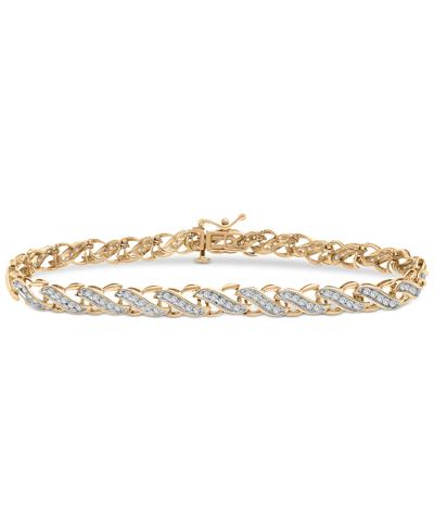 Wrapped In Love Diamond Diagonal Link Bracelet (1 Ct. T.w.) In 10k Gold, Created For Macy's In Yellow Gold