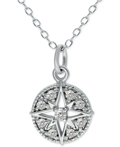 Giani Bernini Cubic Zirconia North Star 18" Pendant Necklace In Sterling Silver, Created For Macy's