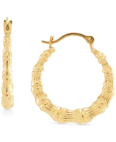 Macy's Textured Bamboo-look Small Hoop Earrings In 10k Gold