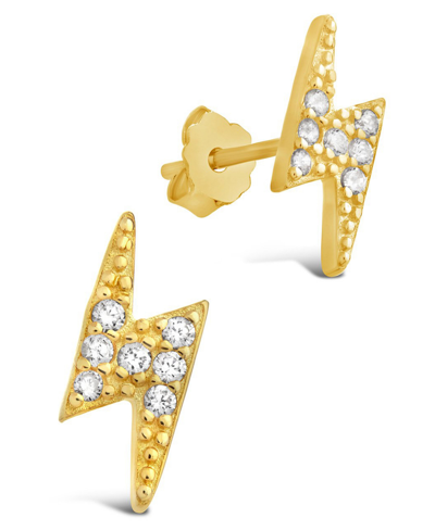 Sterling Forever Cubic Zirconia Lightning Bolt Stud Earrings In Gold-plated