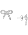 Wrapped Diamond Bow Earrings (1/4 Ct. T.w.) In 14k Gold, Rose Gold, Or White Gold, Created For Macy's In White Gold