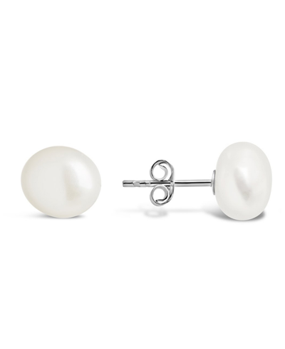 Sterling Forever Baroque Imitation Pearl Stud Earrings In Sterling Silver