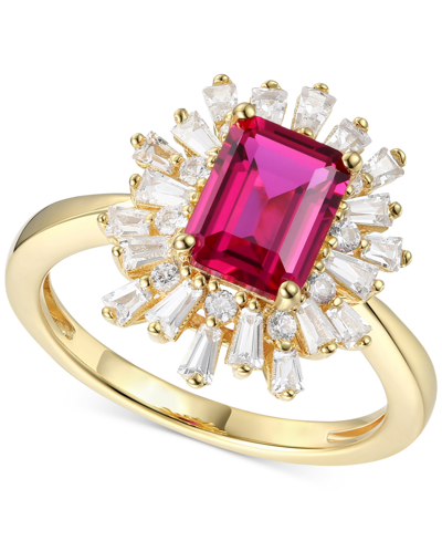 Macy's Lab-created Sapphire (2 Ct. T.w.) & Lab-created White Sapphire (1 Ct. T.w.) Ring In Gold-plated Ster In Ruby