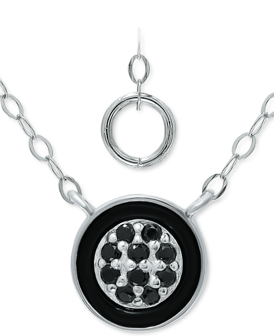 Giani Bernini Black Cubic Zirconia & Enamel Cluster Pendant Necklace In Sterling Silver, 16" + 2" Extender, Create