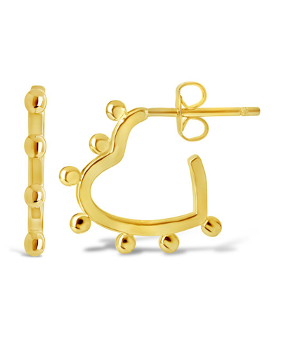Sterling Forever Studded Heart Hoop Earrings In Gold-plated