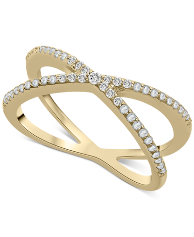 Wrapped Diamond Crossover Ring In 10k White Or Yellow Gold (1/4 Ct. T.w.), Created For Macy's