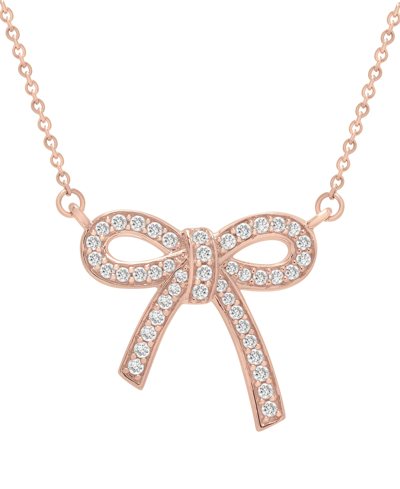 Wrapped Diamond Bow Pendant Necklace (1/4 Ct. T.w.) In 14k Yellow Or Rose Gold, 17-3/4" + 2" Extender, Creat In Yellow Gold