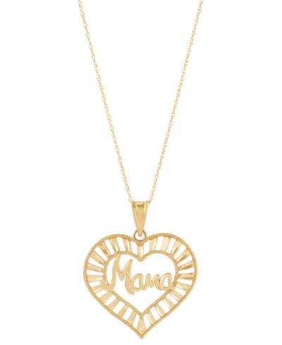 Macy's Mama Open Heart Pendant Necklace In 10k Gold, 16" + 2" Extender