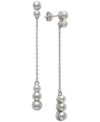 BELLE DE MER CULTURED FRESHWATER BUTTON PEARL (4-6MM) LINEAR CHAIN DROP EARRINGS IN STERLING SILVER, CREATED FOR 