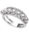 BELLE DE MER CULTURED FRESHWATER BUTTON PEARL (4MM) & CUBIC ZIRCONIA RING IN STERLING SILVER, CREATED FOR MACY'S