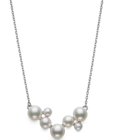 Belle De Mer Cultured Freshwater Button Pearl (4-8mm) Cluster Collar Necklace In Sterling Silver, 16" + 2" Extend