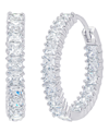 Macy's Women's Fine Silver Plated Cubic Zirconia Hoop Earrings In Silver Plated
