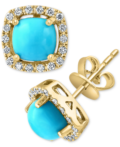 Effy Collection Effy Turquoise & Diamond (1/5 Ct. T.w.) Stud Earrings In 14k Gold