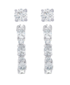 Macy's Women's Fine Silver Plated Cubic Zirconia Stud Hoop Earrings Set, 4 Pieces In Silver Plated