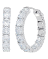 Macy's Women's Fine Silver Plated Cubic Zirconia Hoop Earrings In Silver Plated