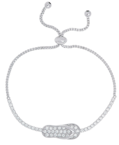 Macy's Women's Fine Silver Plated Cubic Zirconia Flip Flop Bracelet